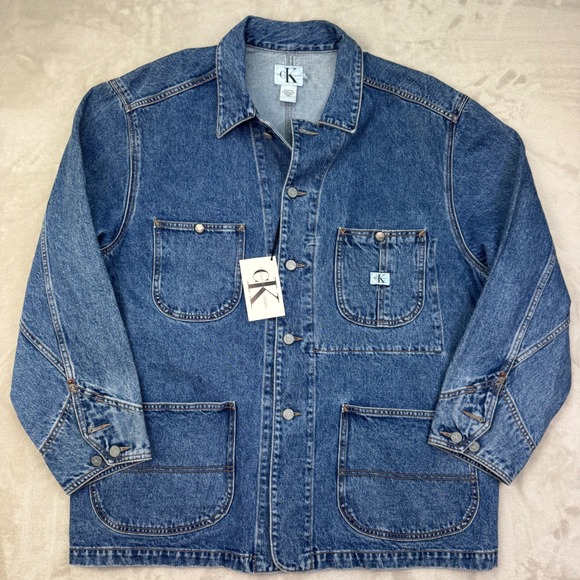 Calvin Klein Engine Jacket Denim Barn Chore Coat 90s NWT XL Deadstock Rare - Picture 2 of 15